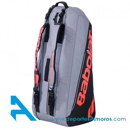 Raquetero Babolat PURE STRIKE RH x6 Plata-Naranja